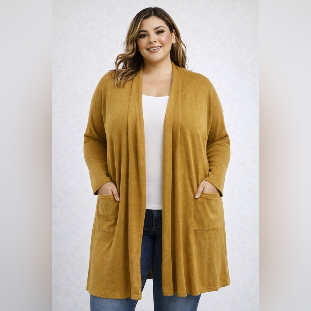 Abound Women's Yellow Open Front Cardigan 2 piece